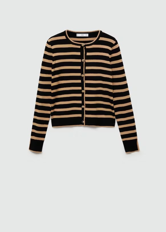 ODM Women's Striped Button-Up Cardigan