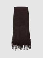 Factory Women's Crochet Fringe Midi Skirt