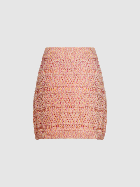 OEM Women's Knitted Textured Mini Skirt in Pink