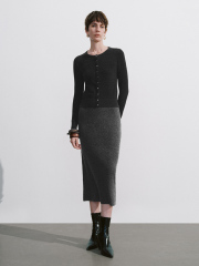 OEM Women's Classic Knit Midi Skirt in Dark Grey