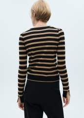ODM Women's Striped Button-Up Cardigan