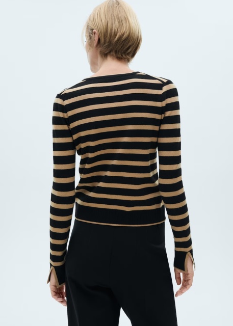 ODM Women's Striped Button-Up Cardigan