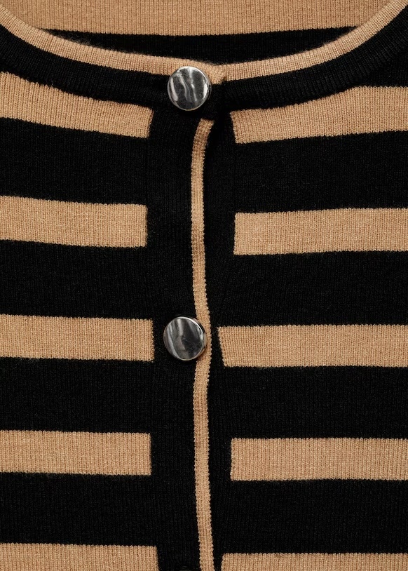 ODM Women's Striped Button-Up Cardigan