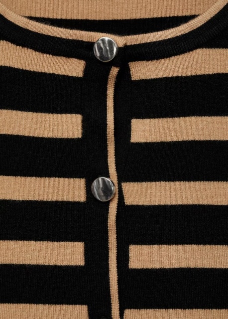 ODM Women's Striped Button-Up Cardigan