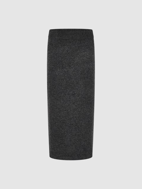 OEM Women's Classic Knit Midi Skirt in Dark Grey