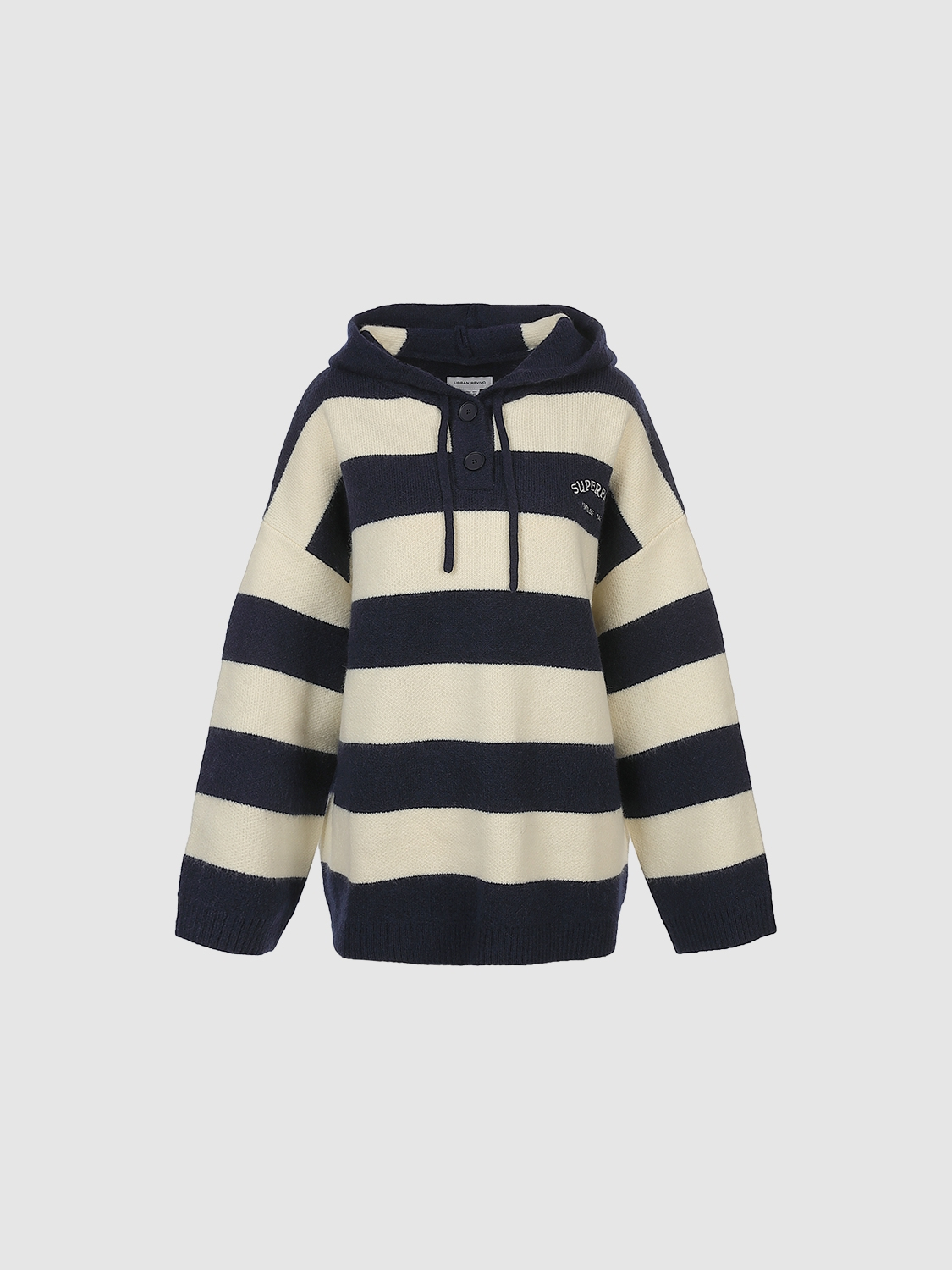 OEM Women's Striped Knit Hooded Sweater