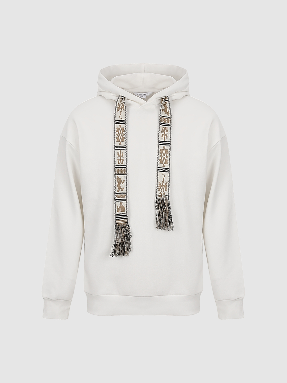 Custom Men's Boho-Inspired Hooded Sweatshirt with Decorative Drawstrings