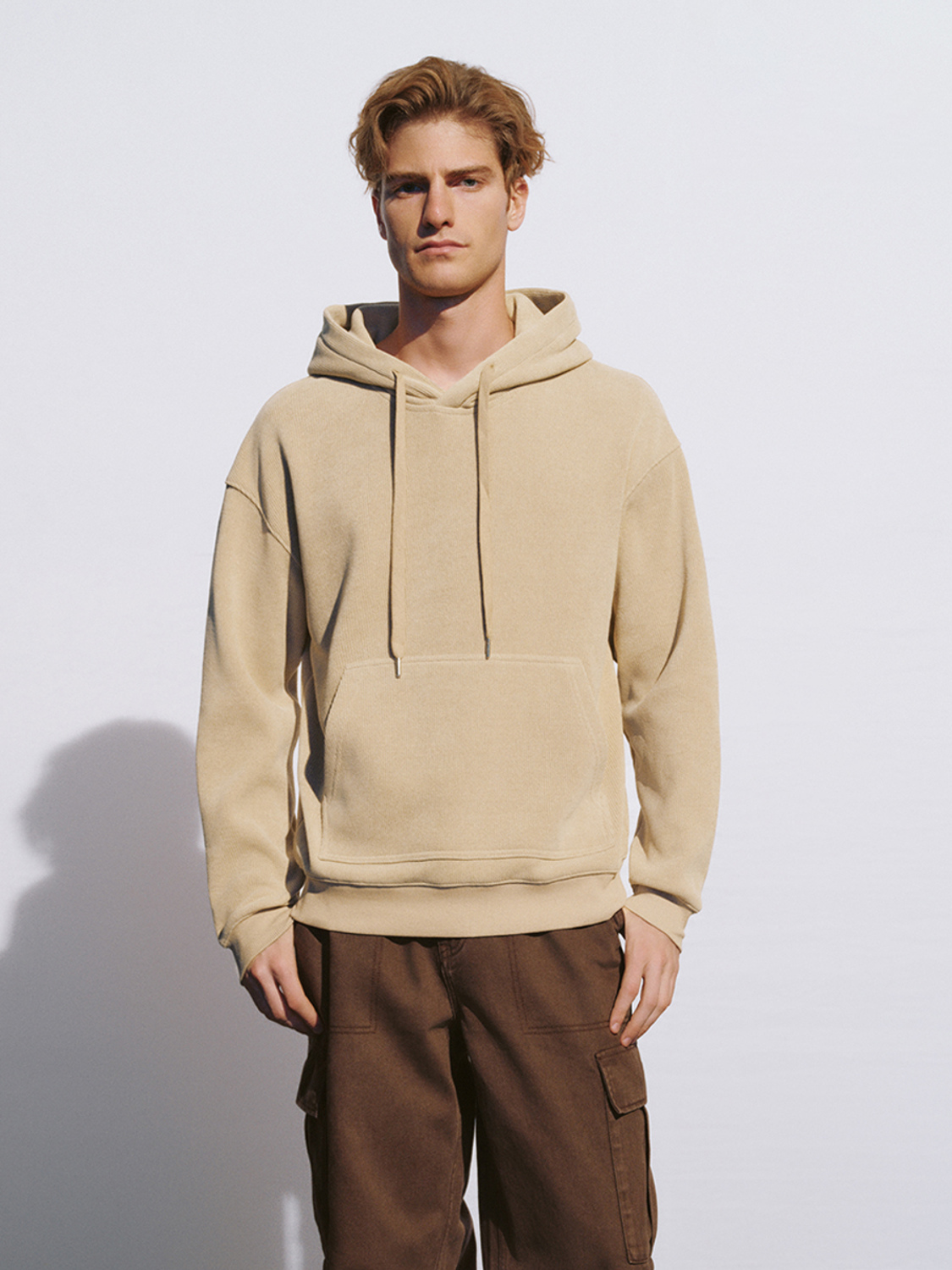 OEM Men's Classic Beige Hooded Sweatshirt