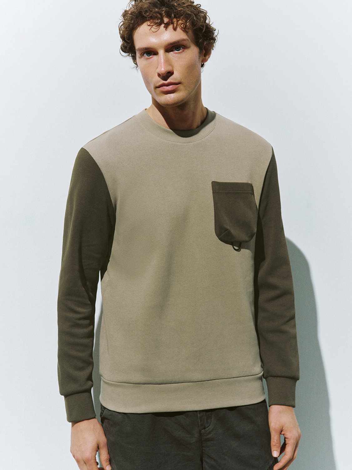 Customize Men's Two-Tone Sweatshirt with Utility Pocket