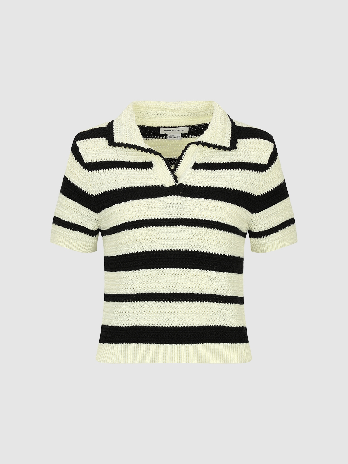 Factory Women's Striped Knit Polo Top