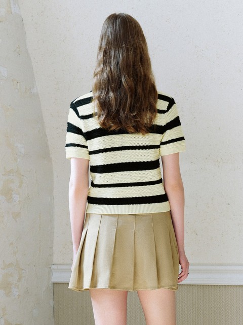 Factory Women's Striped Knit Polo Top