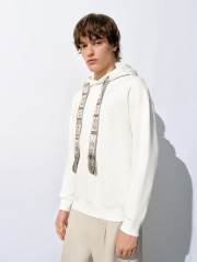 Custom Men's Boho-Inspired Hooded Sweatshirt with Decorative Drawstrings