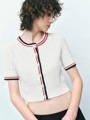 OEM Women's Cropped Knit Cardigan and Pleated Mini Skirt Set