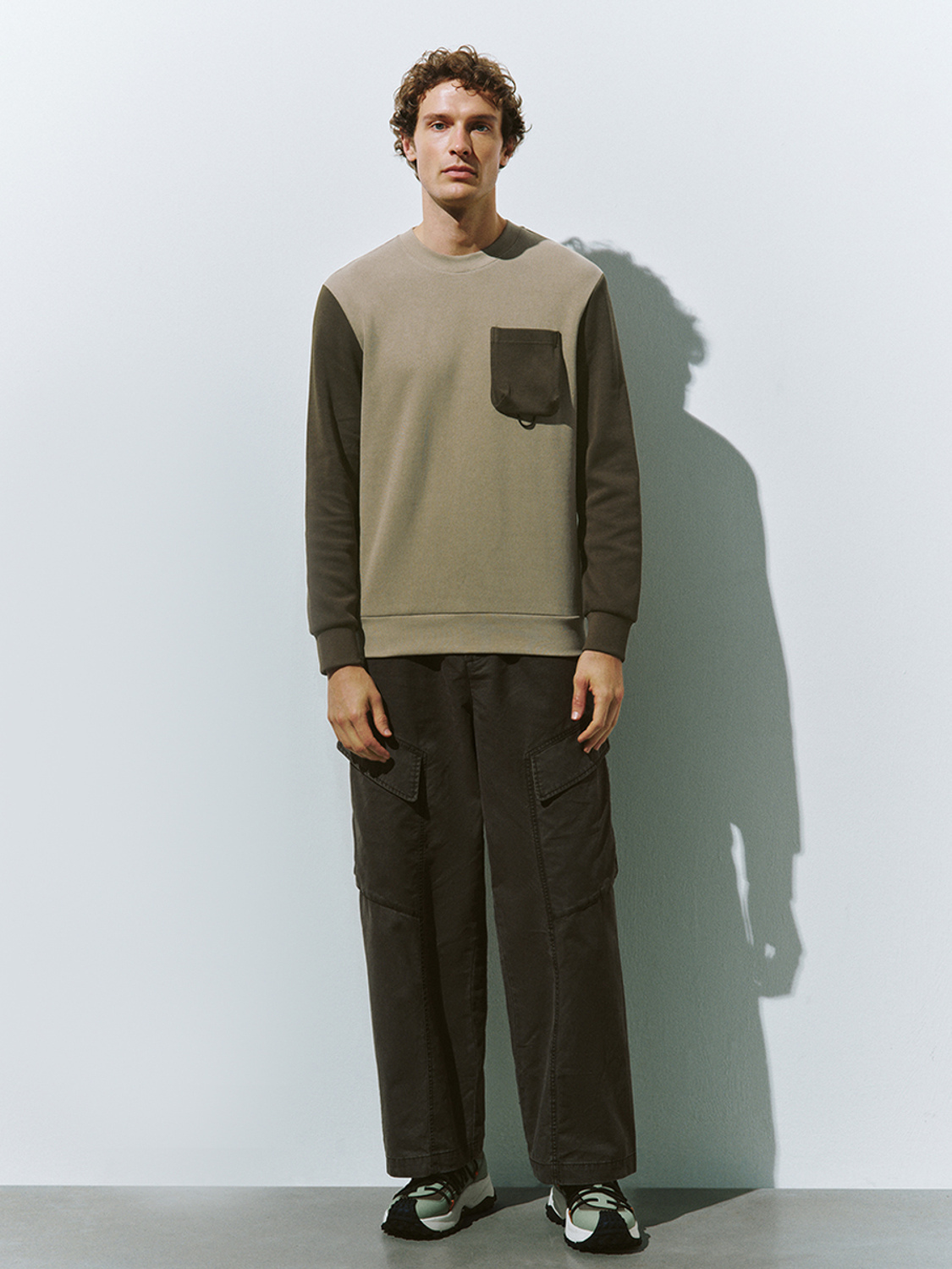 Customize Men's Two-Tone Sweatshirt with Utility Pocket
