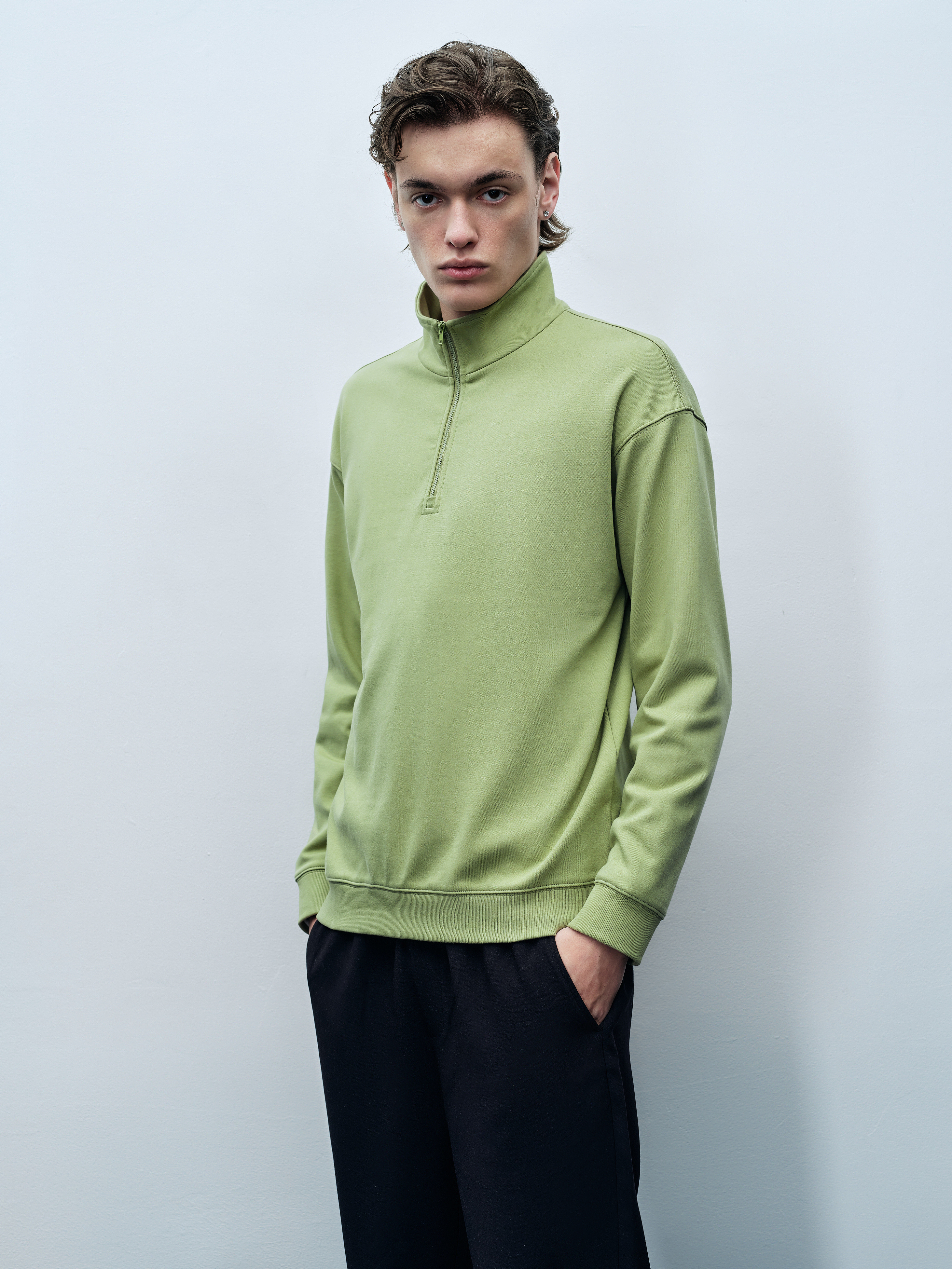 Factory Men's Half-Zip Mock Neck Pullover