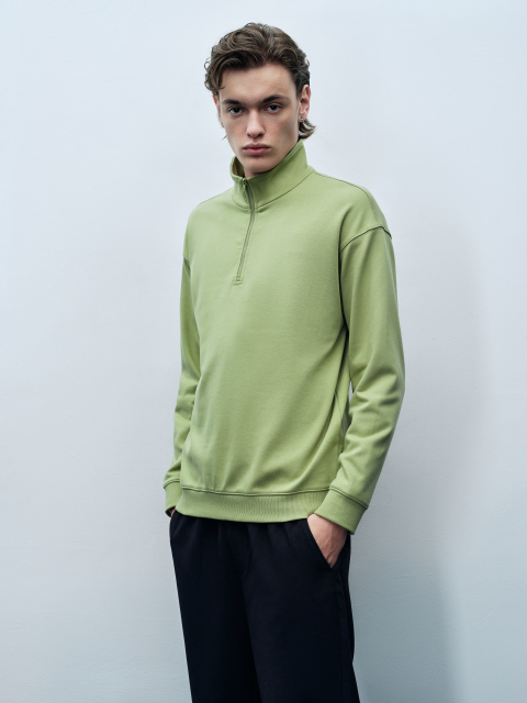 Factory Men's Half-Zip Mock Neck Pullover