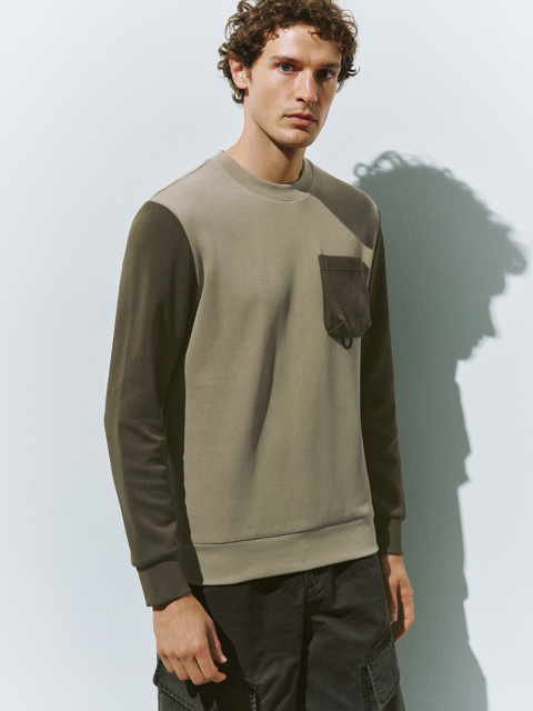Customize Men's Two-Tone Sweatshirt with Utility Pocket