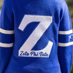 Custom Women’s Greek Letter Sorority Cardigan - Royal Blue with White Stripes