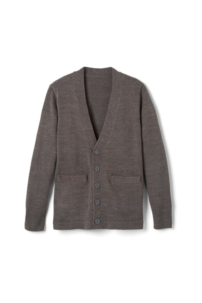 Custom school uniform Classic Grey  Button-Up Cardigan with Front Pockets