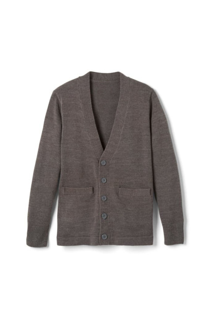 Custom school uniform Classic Grey  Button-Up Cardigan with Front Pockets