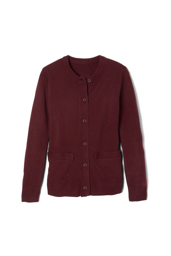 Custom school uniform Classic Grey Button-Up Cardigan with Front Pockets