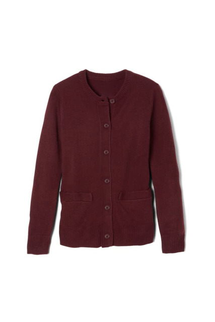Custom school uniform Classic Grey Button-Up Cardigan with Front Pockets