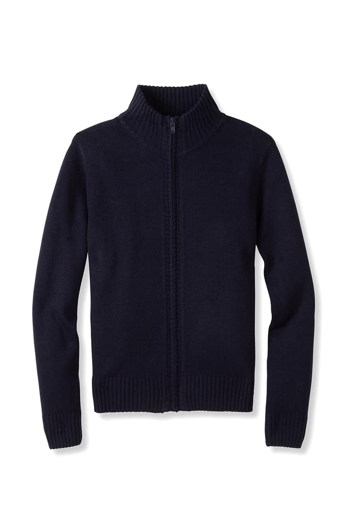OEM Uniform Classic Navy Blue Full-Zip Cardigan Sweater