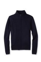 OEM Uniform Classic Navy Blue Full-Zip Cardigan Sweater