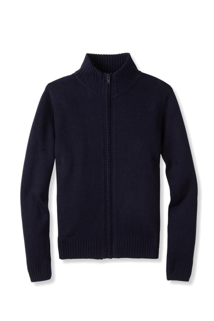 OEM Uniform Classic Navy Blue Full-Zip Cardigan Sweater