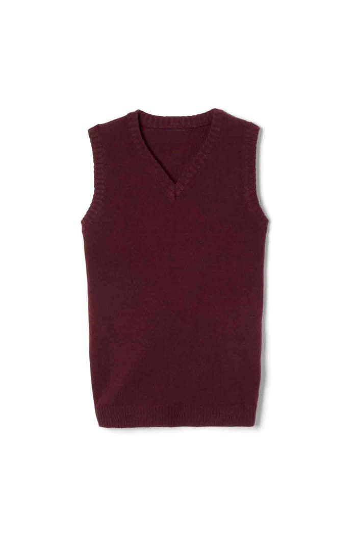 Wholesale Classic Burgundy V-Neck Sleeveless School Uniform Sweater Vest