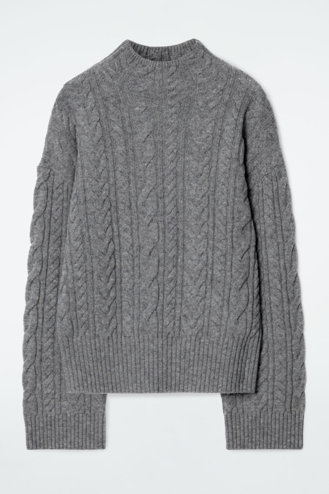 OEM Women’s Classic Gray High-Neck Cable-Knit Sweater