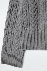 OEM Women’s Classic Gray High-Neck Cable-Knit Sweater