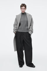 OEM Women’s Classic Gray High-Neck Cable-Knit Sweater