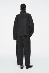 Custom Design Women’s Dark Gray Oversized Half-Zip Sweater