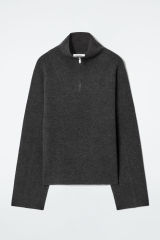 Custom Design Women’s Dark Gray Oversized Half-Zip Sweater