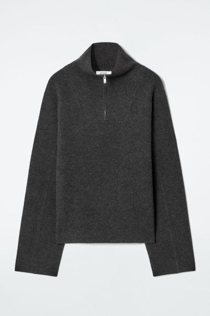 Custom Design Women’s Dark Gray Oversized Half-Zip Sweater
