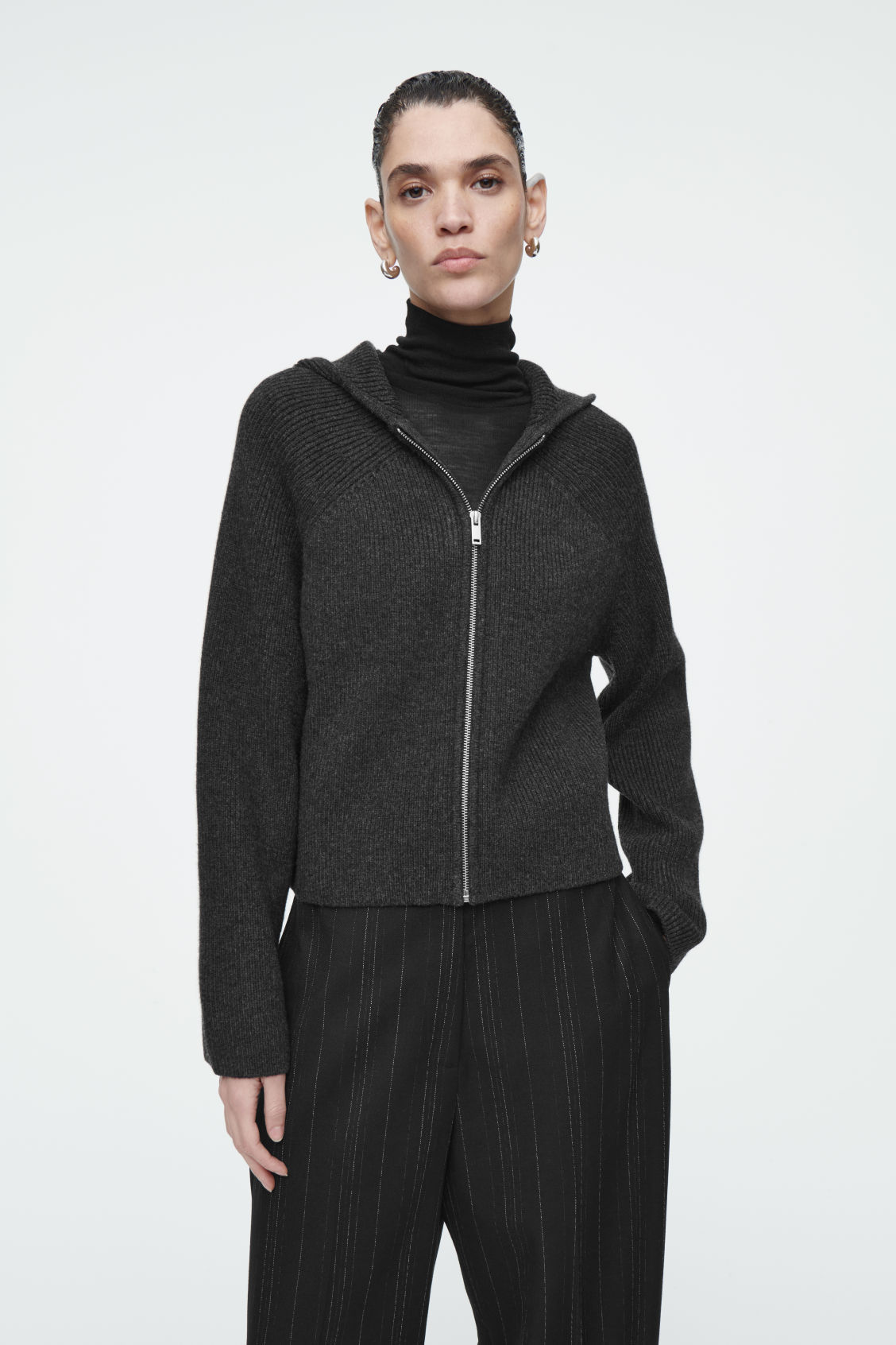 Custom Women's Classic Knit Wool Hoodie Cardigan