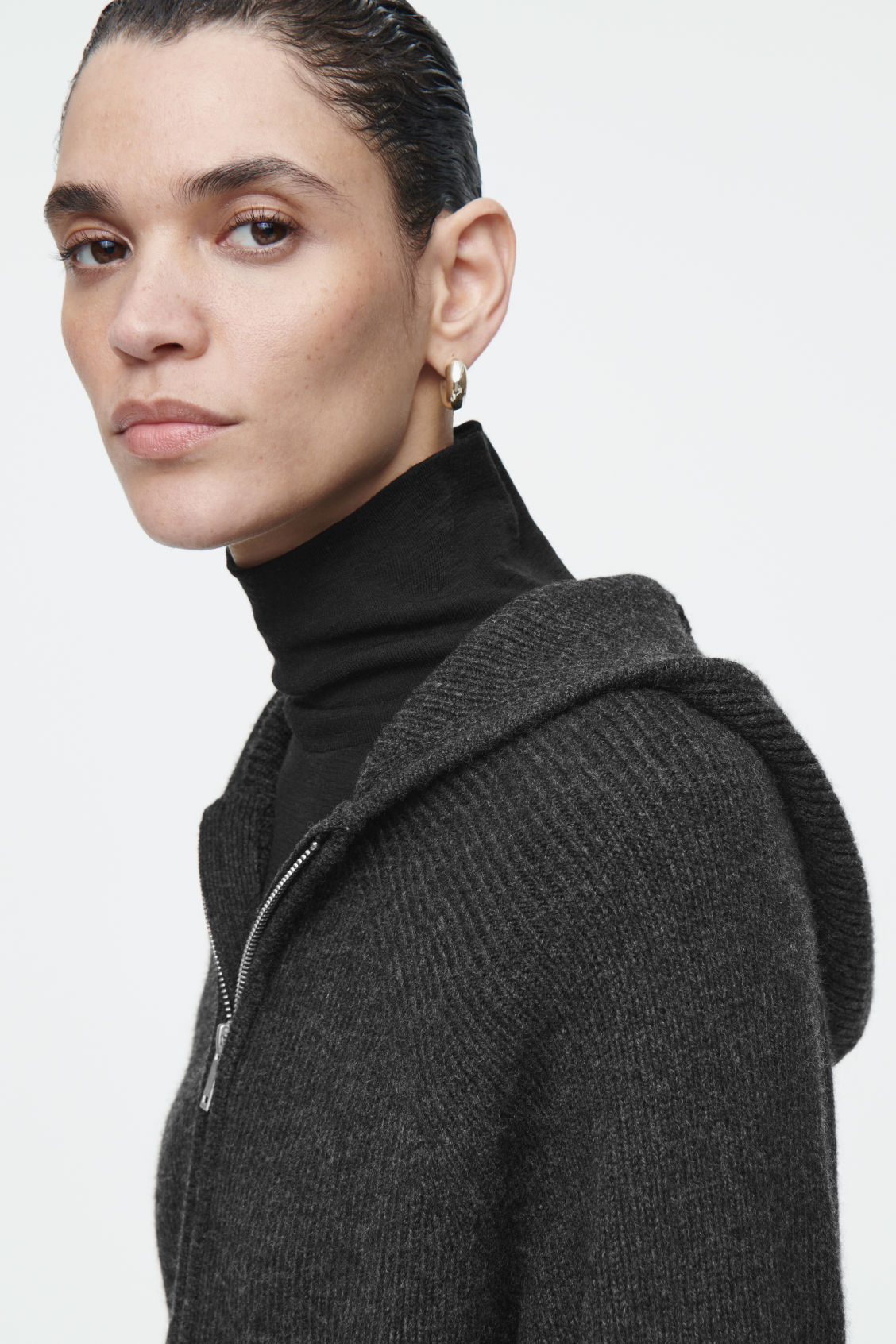 Custom Women's Classic Knit Wool Hoodie Cardigan