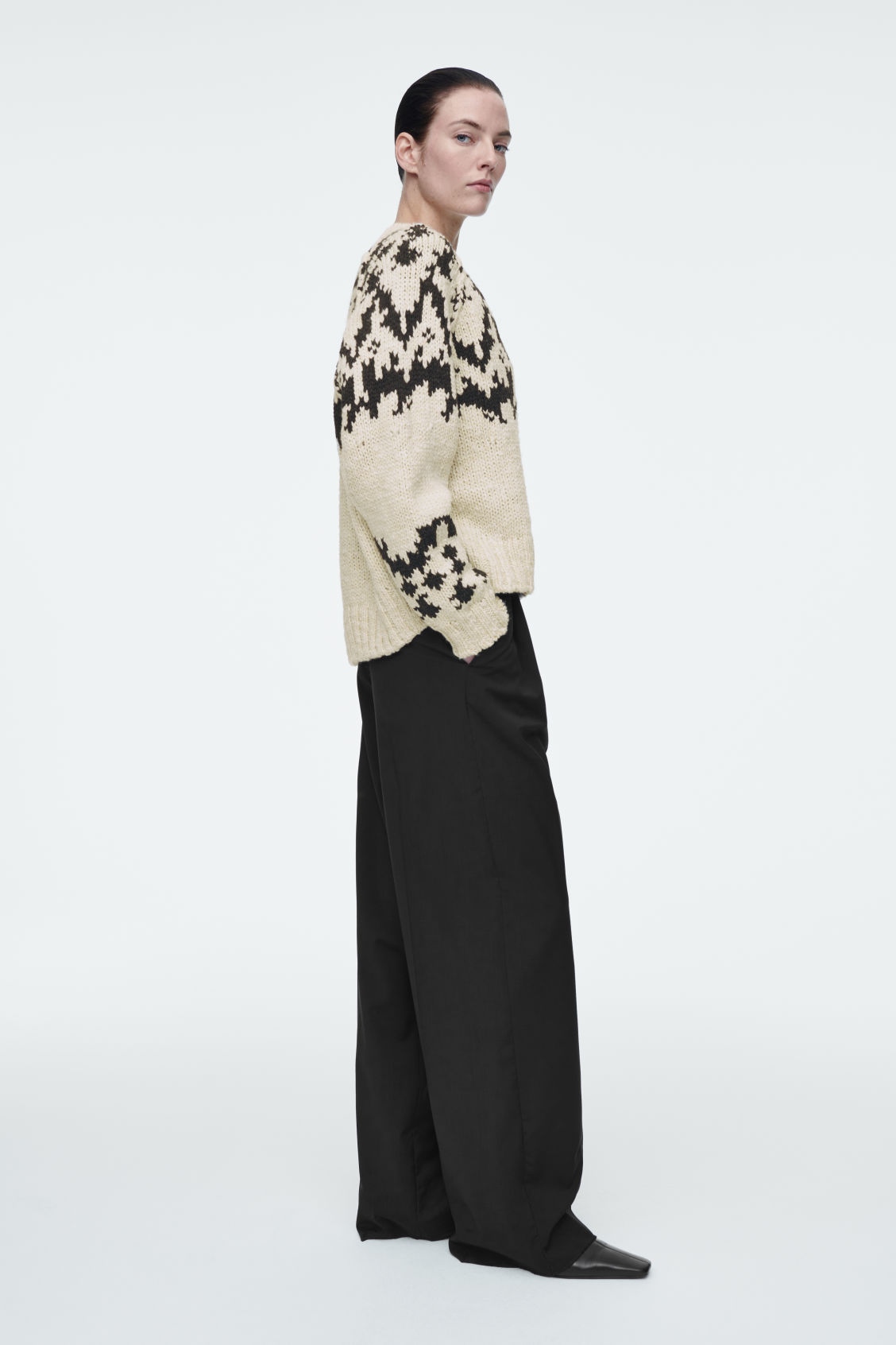OEM Available Women's Oversized Fair Isle Knit Sweater