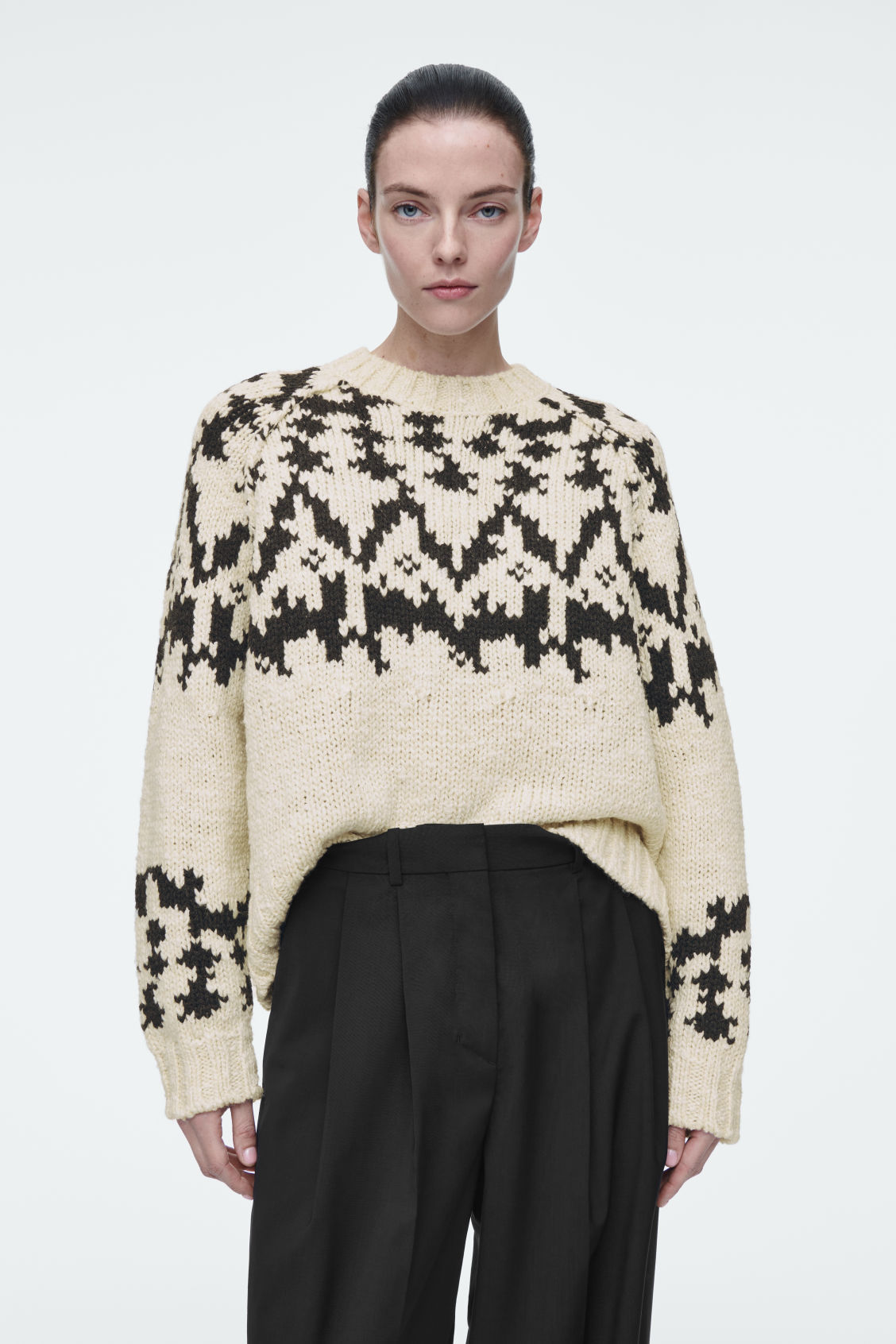 OEM Available Women's Oversized Fair Isle Knit Sweater