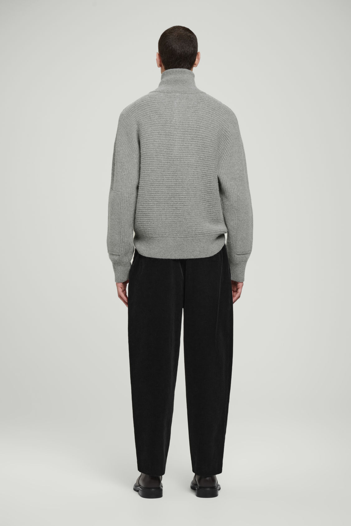 Customizable Men's Ribbed High-Neck Zip-Up Sweater