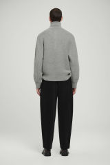 Customizable Men's Ribbed High-Neck Zip-Up Sweater