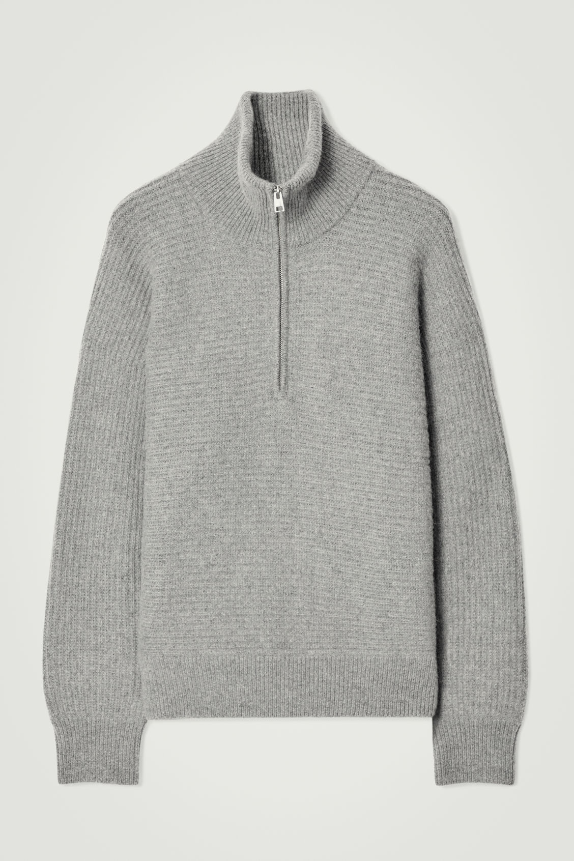 Customizable Men's Ribbed High-Neck Zip-Up Sweater