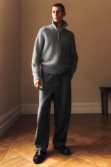 Customizable Men's Ribbed High-Neck Zip-Up Sweater