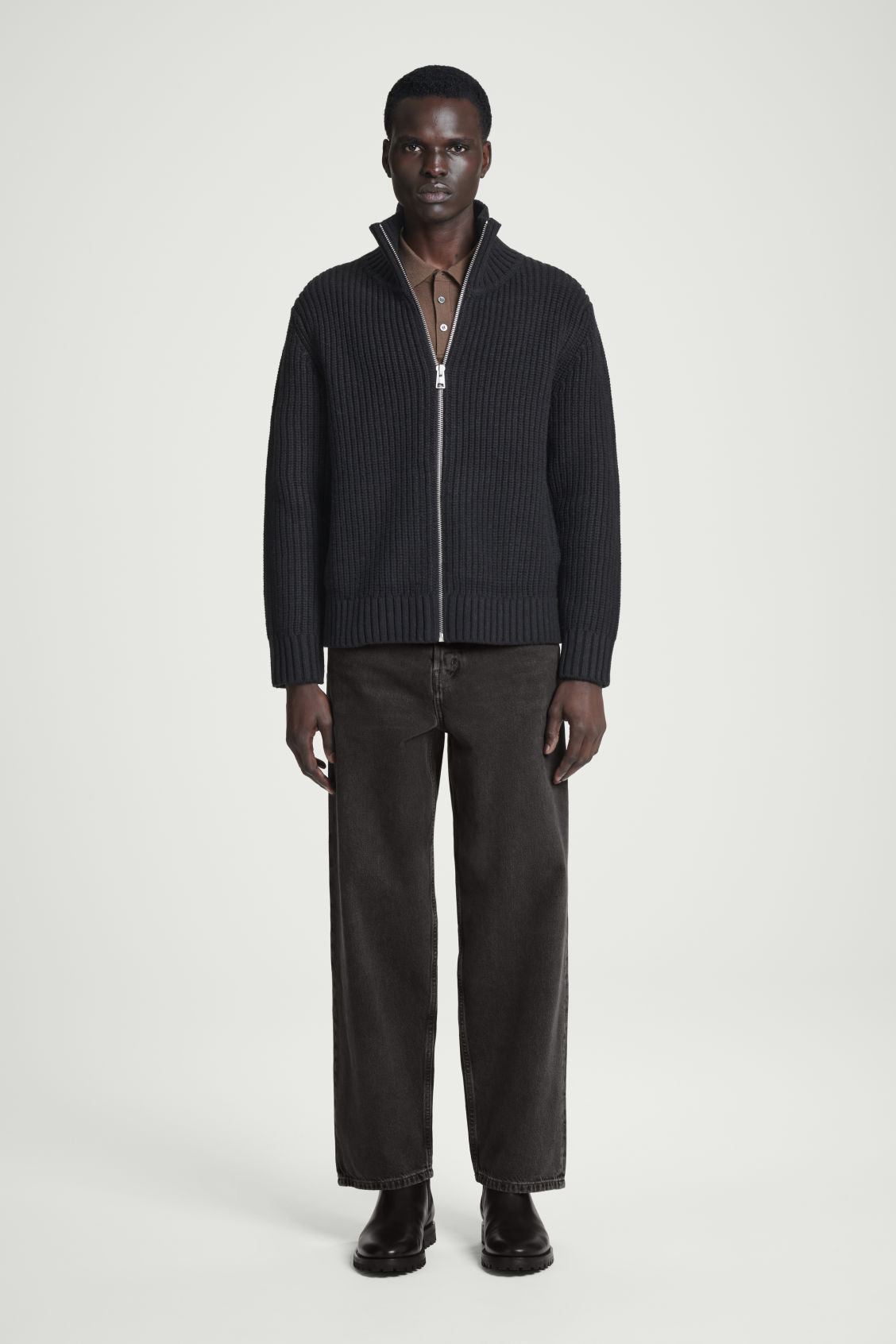 Made-to-Order Men's Ribbed Full-Zip High-Neck Sweater