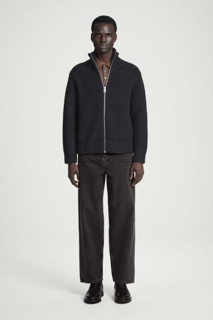 Made-to-Order Men's Ribbed Full-Zip High-Neck Sweater