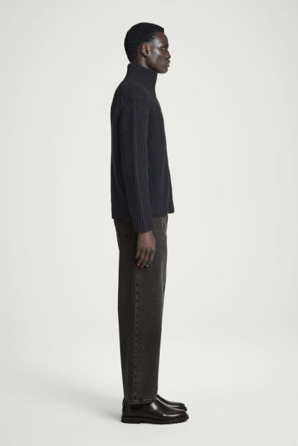 Made-to-Order Men's Ribbed Full-Zip High-Neck Sweater