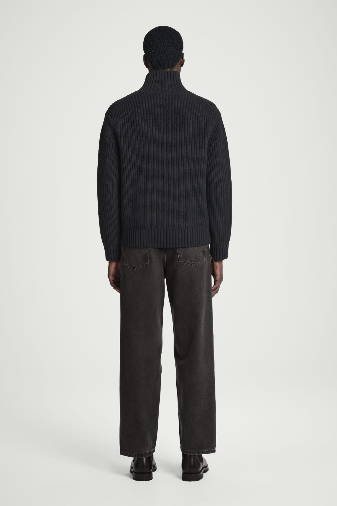 Made-to-Order Men's Ribbed Full-Zip High-Neck Sweater