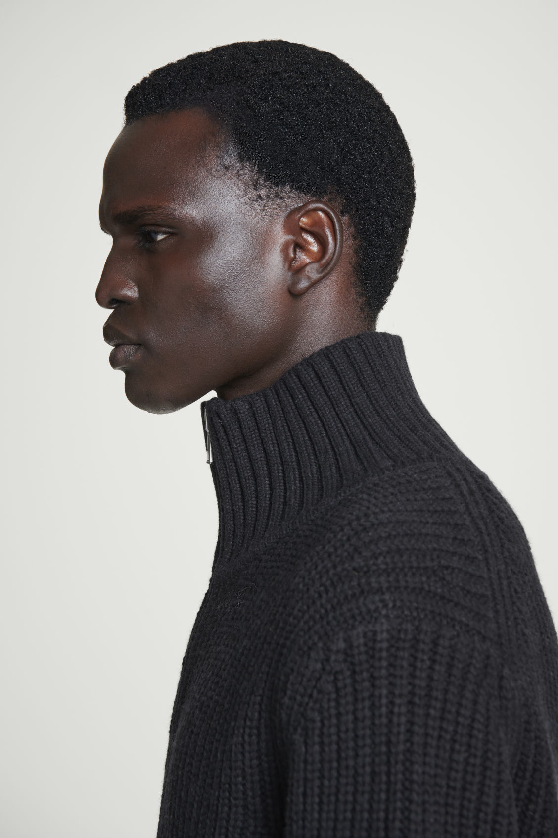 Made-to-Order Men's Ribbed Full-Zip High-Neck Sweater