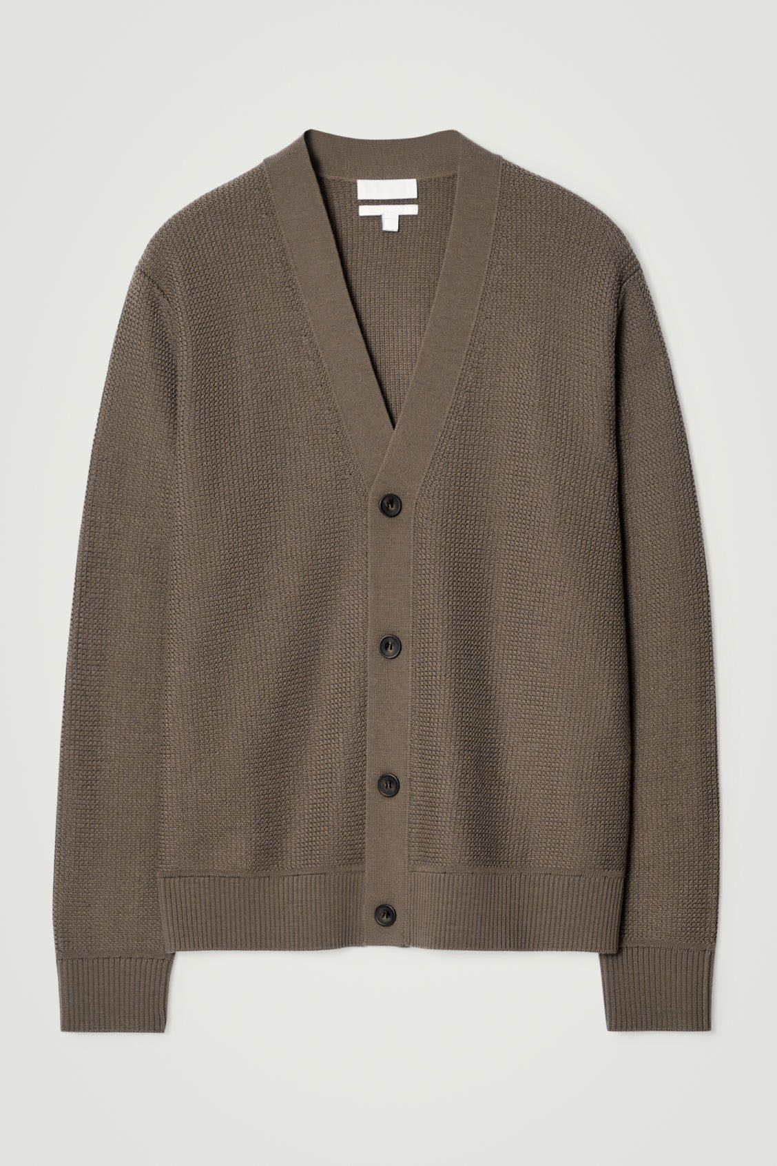 Made-to-Order Men's Textured Knit Cardigan in Taupe